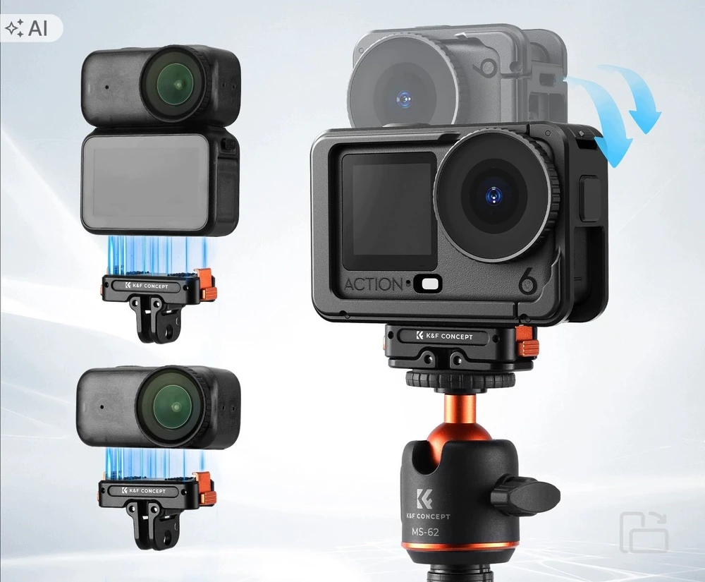 Kf Magnetinio adapterio laikiklis su greituoju sujungimu 360° skirtas Dji Osmo Action 6 / Nano / K&f / Kf12.0027 (SB12465)