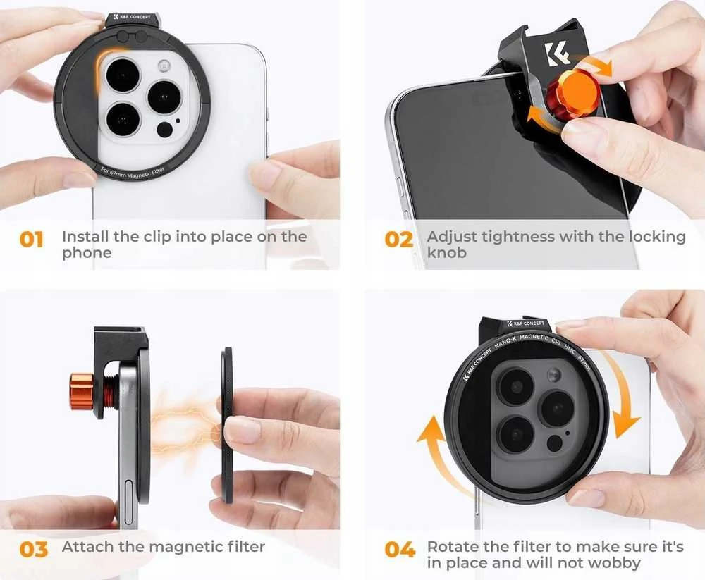 Kf magnetinio spaustuko laikiklio filtrai 67 mm, skirti telefono išmaniajam telefonui K&f Concept / Kf01.2675