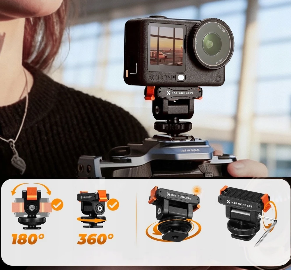 Kf Magnetinė greitoji jungtis laikiklis skirtas DJI Osmo Action 6 / Nano / 1/4'' sriegis + ISO / KF12.0035