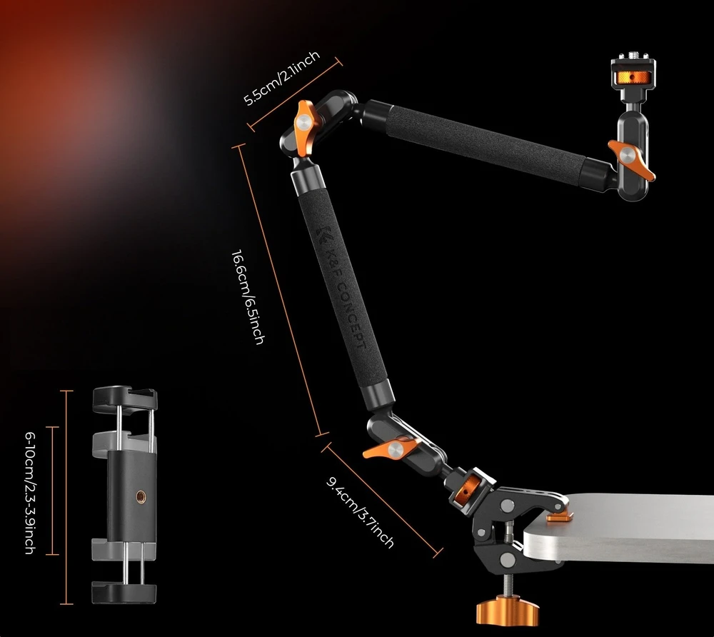 K&F Montavimo svirtis Laikiklis Magic Arm 22'' + Super Clamp Krabas 1/4 3/8 K&F / Kf31.201