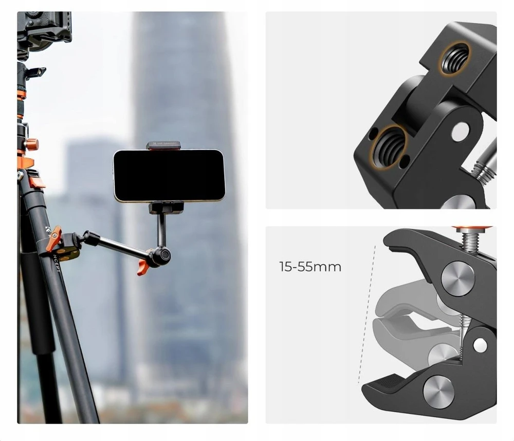 Kf „Magic Arm Super Clamp“ 1/4 3/8 spaustukas 15–55 mm telefono laikiklis / Kf31.131s2