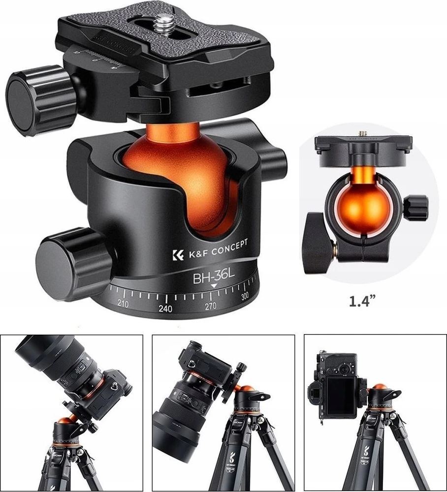 Głowica Kulowa Panoramiczna 3d 16kg Aliuminio Arca Swiss / K&f Concept / Bh-36l