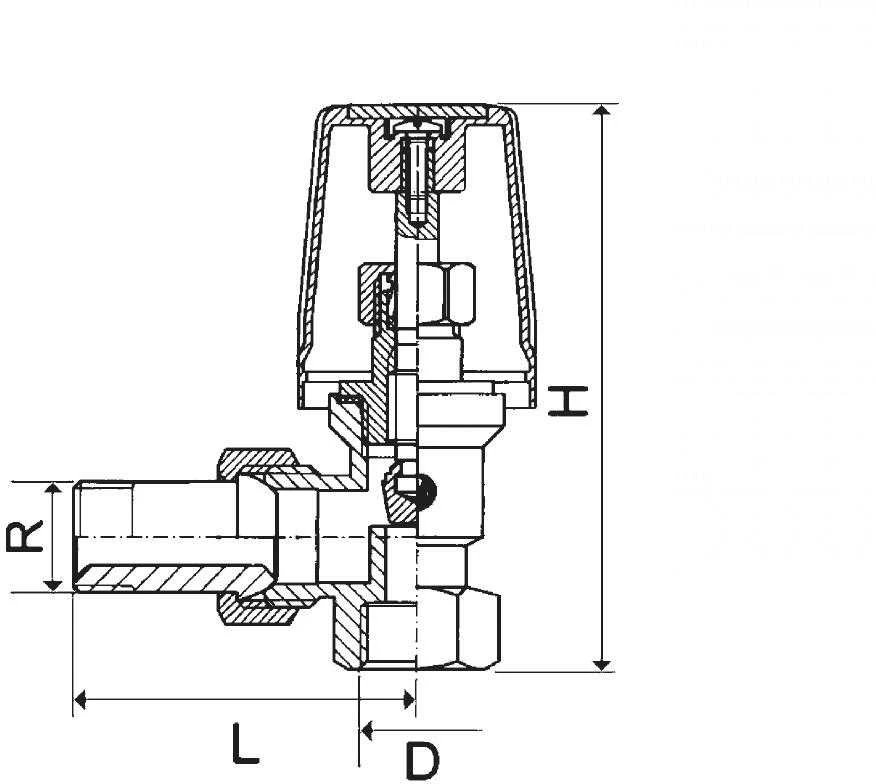 KFA radiatoriaus vožtuvas kampinis 1/2'' 750-160-15