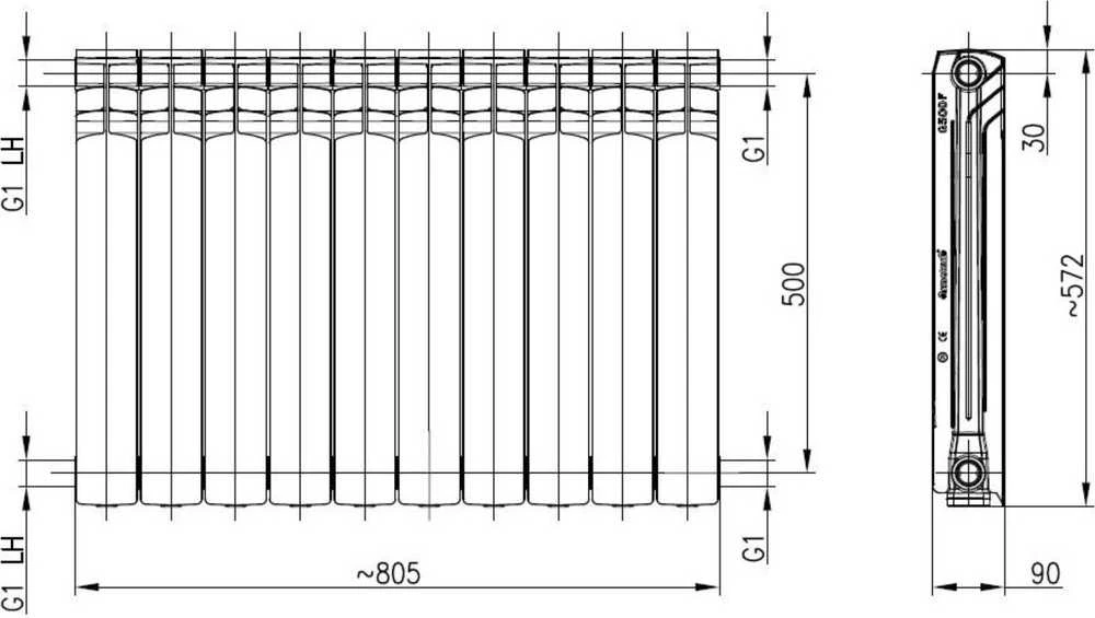 KFA aliuminio radiatoriaus grafitas G500F (777-100-61)