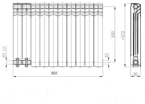 KFA Element šildytuvas G 500 F aliuminio 10 briaunų (789-100-44)
