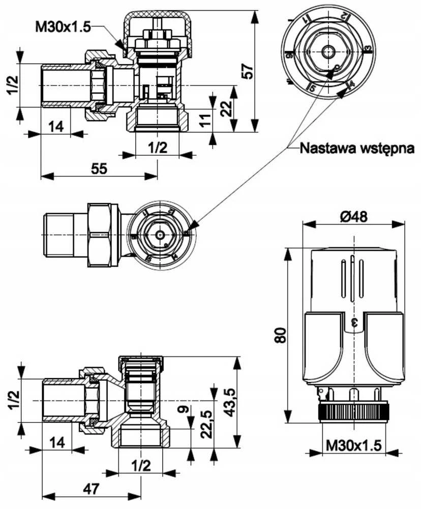 KFA KFA termostatinis radiatoriaus rinkinys, kampinis, baltas 757-140-07-BL