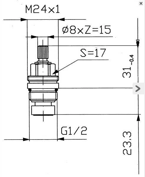 KFA Universali dešinioji keraminė galvutė GZ 1/2'' Žalvaris (883-001-98)