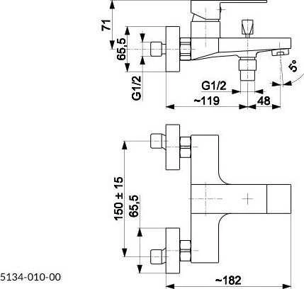 Vonios maišytuvas KFA 5134-010-81 LOGON WALL BATHUB BATTERY, Juodas, // B-88-01-1-024