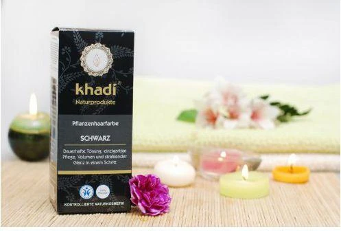 Augaliniai juodi plaukų dažai Juodas, Khadi Naturprodukte, 100g
