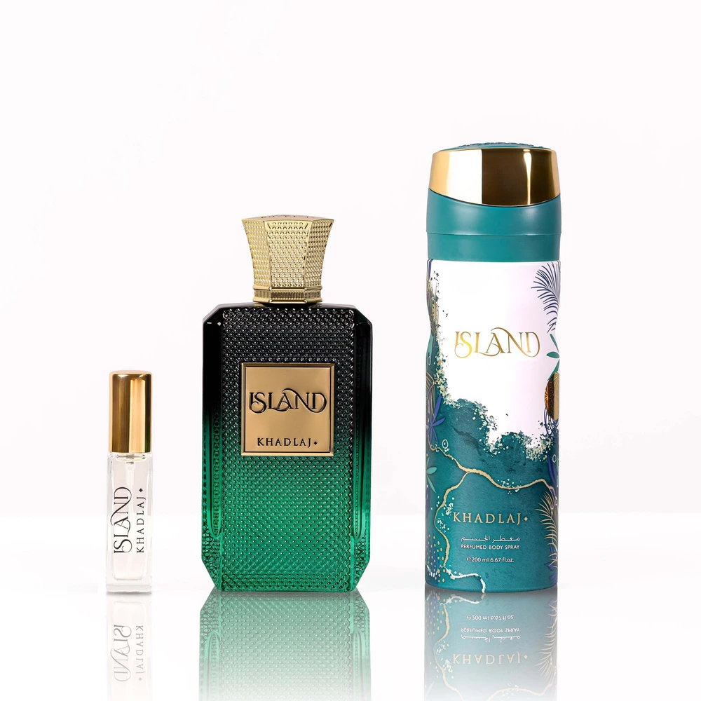 Khadlaj Island Ekstrakt perfum 100ml + Body spray 200ml + Ekstrakt perfum 10ml