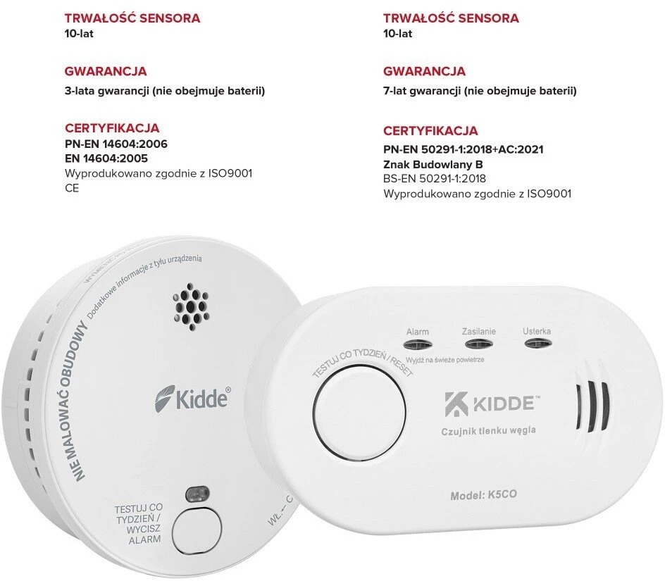 Carbon monoxide detector K5CO + smoke detector 2030-DSR3 KIDDE
