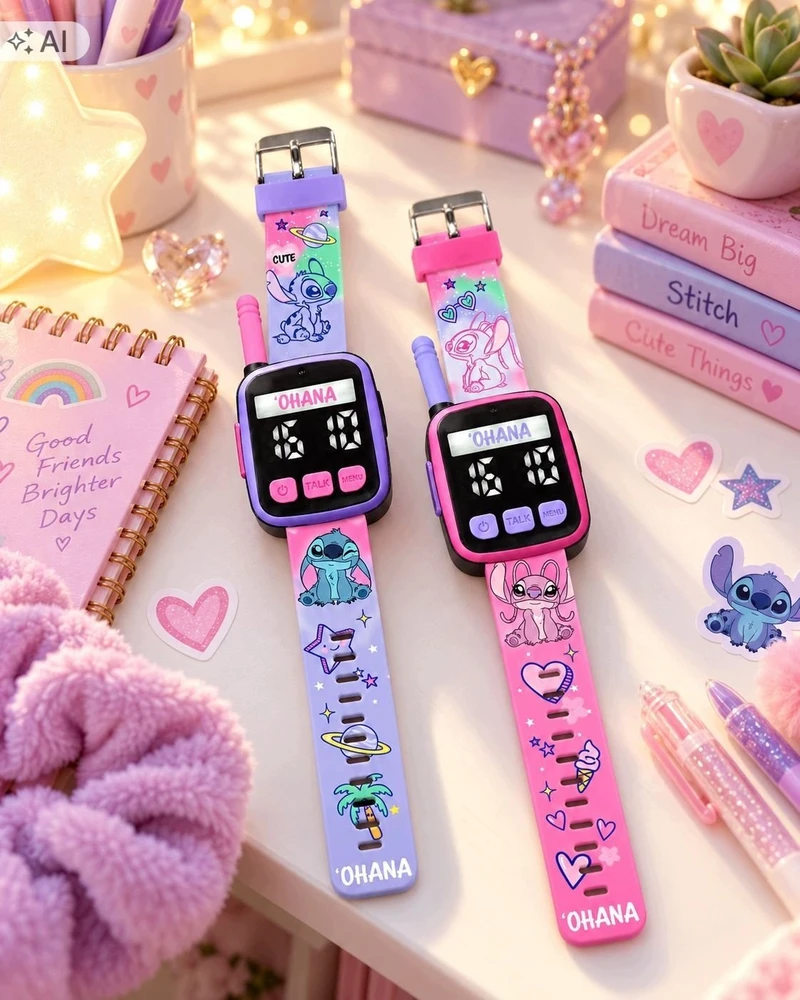 Kids Licensing KIDS 2x Walkie Talkie Krótkofalówka Laikrodis Na Rękę 2w1 Lilo I Stitch Dla Dzieci / Las40065 (SB12383)