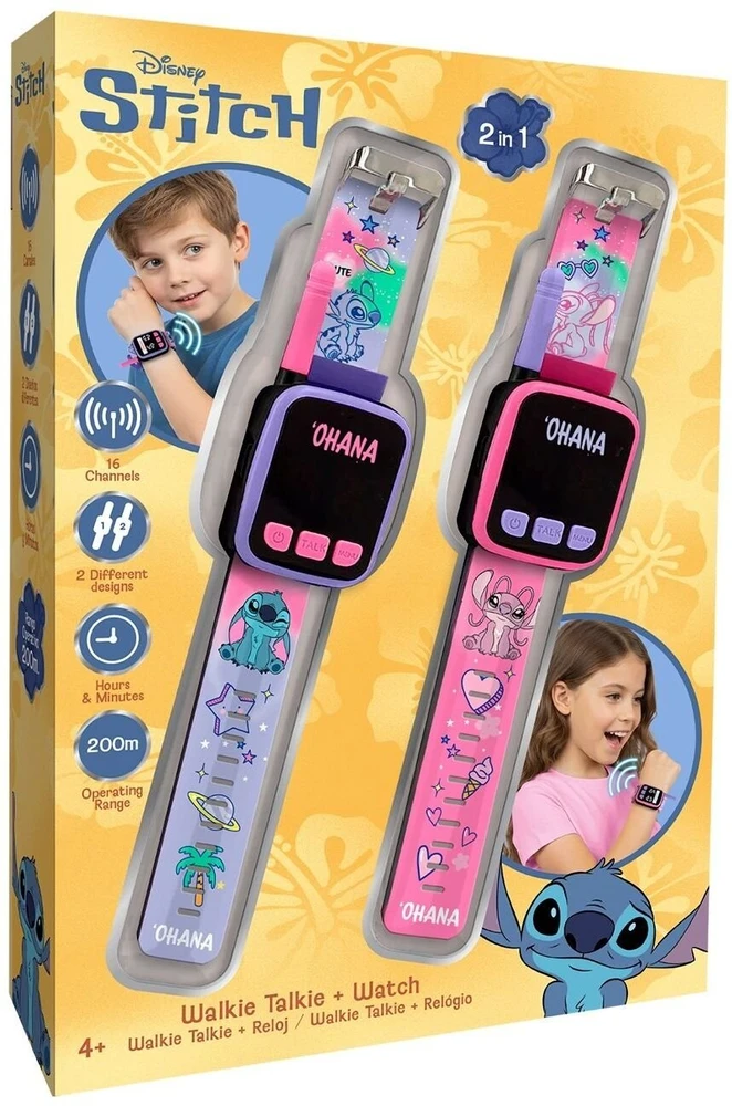Kids Licensing KIDS 2x Walkie Talkie Krótkofalówka Laikrodis Na Rękę 2w1 Lilo I Stitch Dla Dzieci / Las40065 (SB12383)