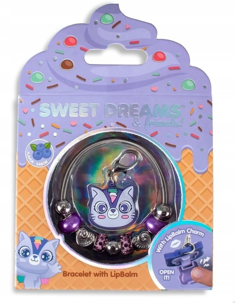 KIDS Apyrankė Kačiukas + Paslėptas lūpų balzamas Sweet Dreams mergaitėms / Kl11703 Violetinė (SB12234)