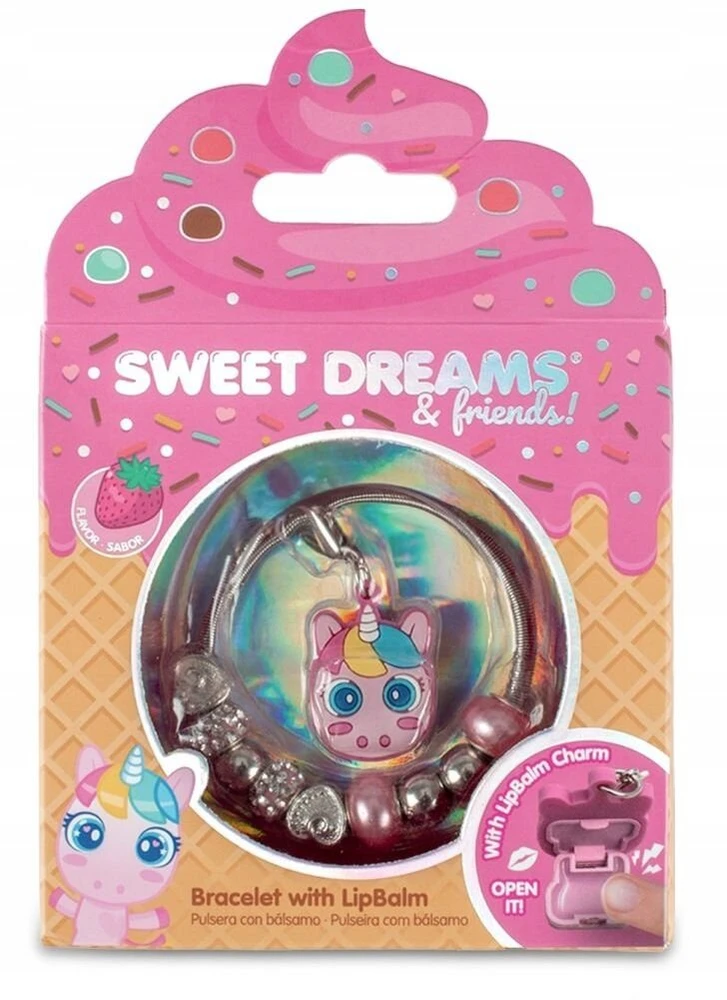 KIDS Apyrankė su vienaragių + Paslėptas lūpų balzamas / lūpų balzamas Sweet Dreams / Kl11703 Rausvas (SB12235)
