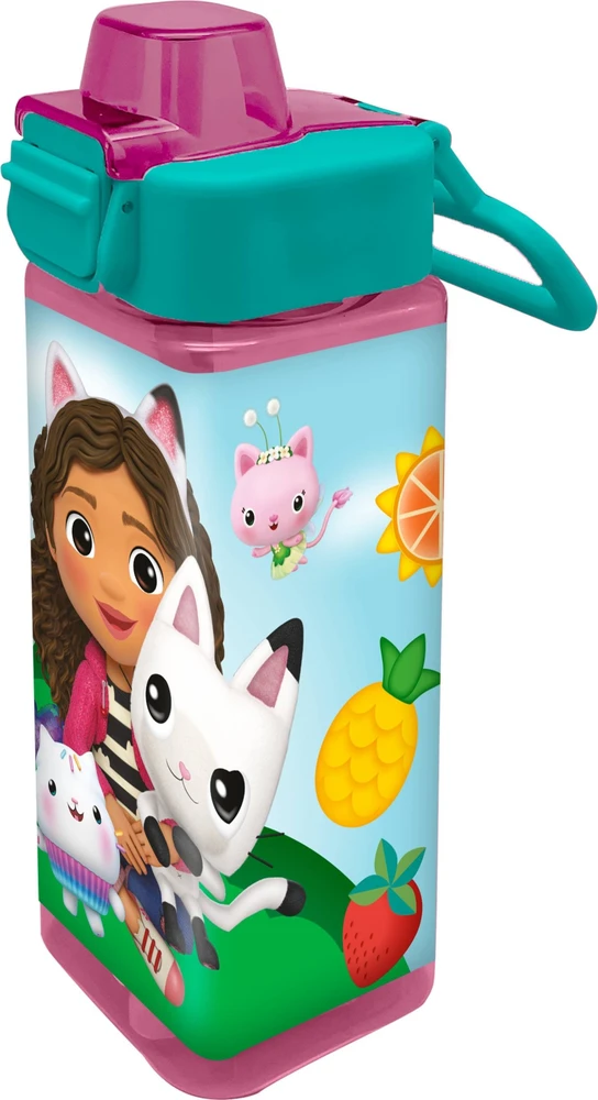 Kids Euroswan Hiszpania Kids Euroswan Vaikiškas vandens buteliukas „Euroswan Square“, 500 ml, PP, „Gabby's Dollhouse“, GD00073