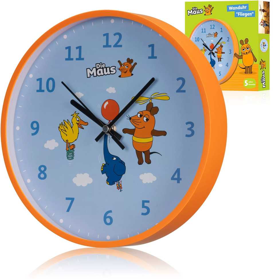 Kids Euroswan DieMaus sieninis laikrodis vaikams, pelėms, drambliams ir antims