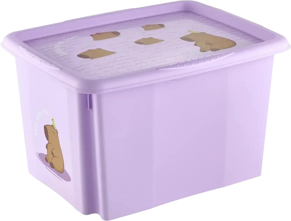 Kids Euroswan Laikymo dėžė su dangčiu 30L Karolina „Kapibara“ 45x35x27cm švelniai violetinė