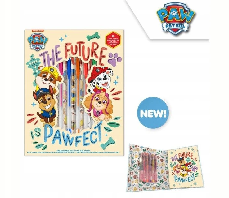 Kids Euroswan „Paw Patrol“ rašymo rinkinys, 6 gelio rašikliai su užrašų knygute, „PAW PATROL“ PW19958 Kids Euroswan