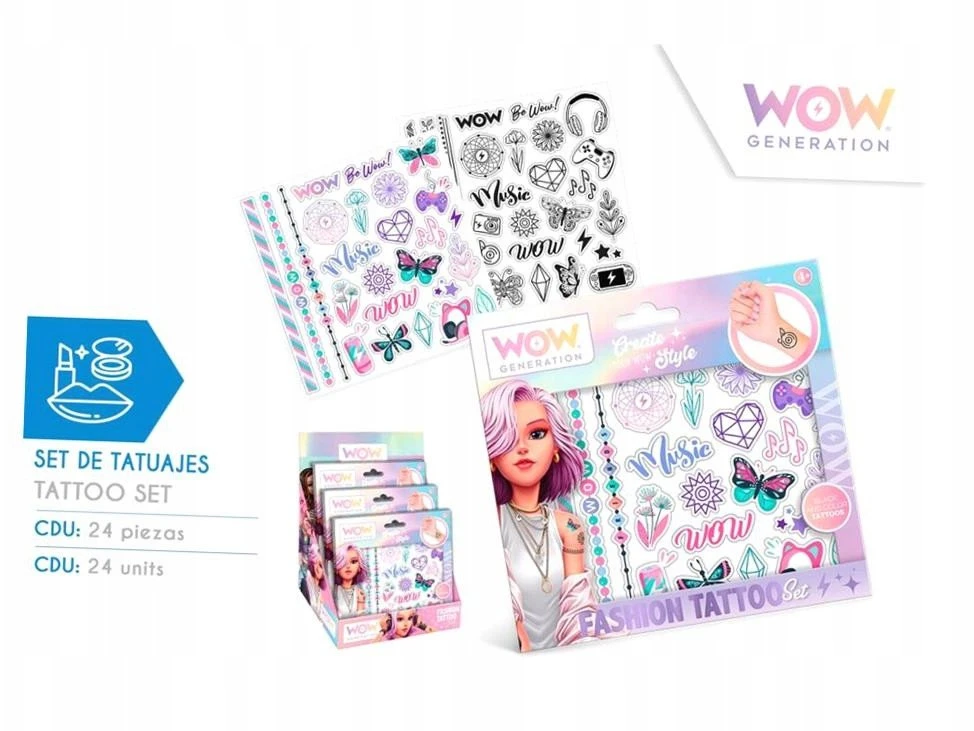 Kids Euroswan Vaikams skirtas „Euroswan“ – „Rinkinys Tattoos WOW“ licencijuoti aksesuarai