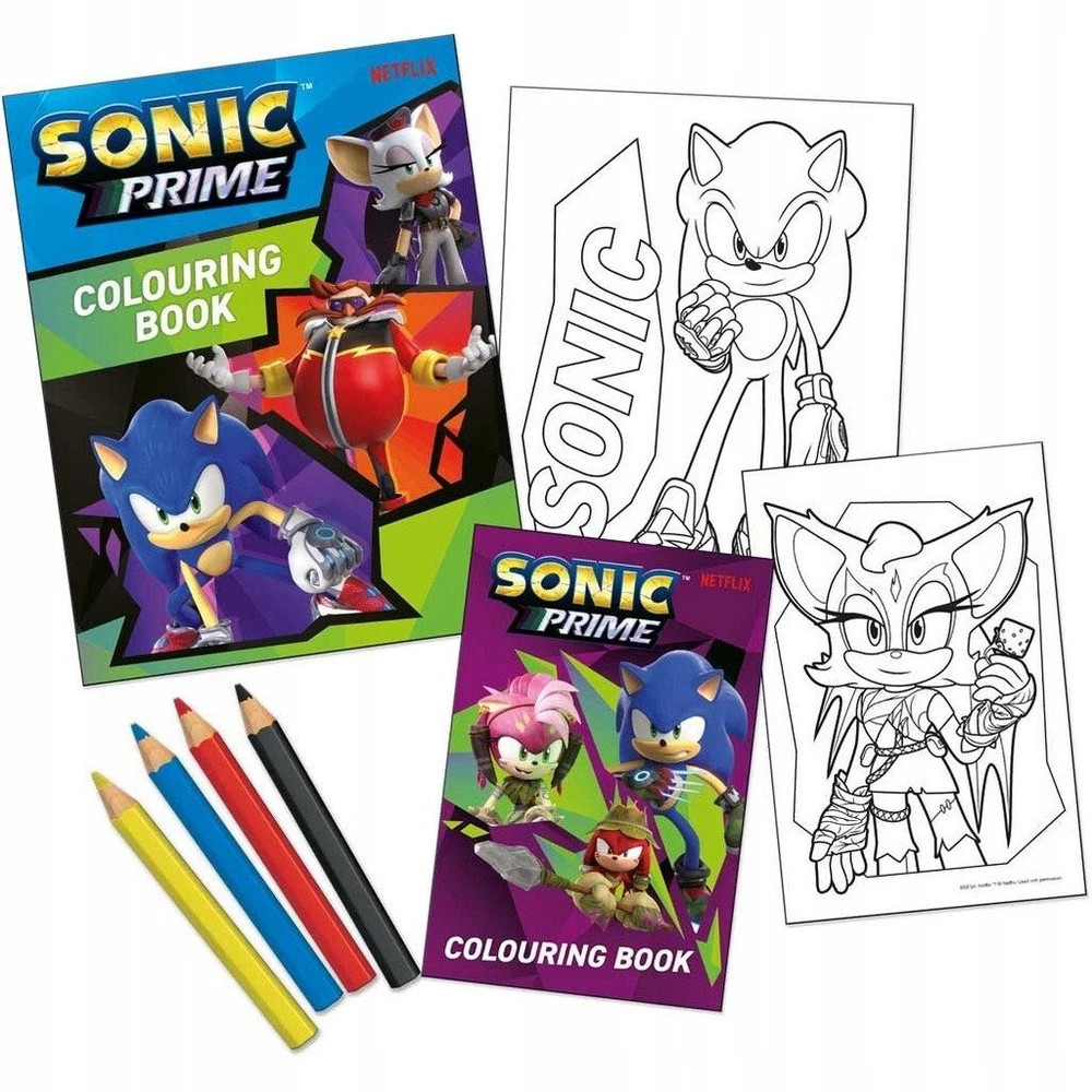 Kids Euroswan - Akcesoria licencyjne Kids Euroswan - Priedai licencyjne Rinkinys spalvinimui - Spalvinimo puslapiai 2vnt. + Kreidelės - Sonic