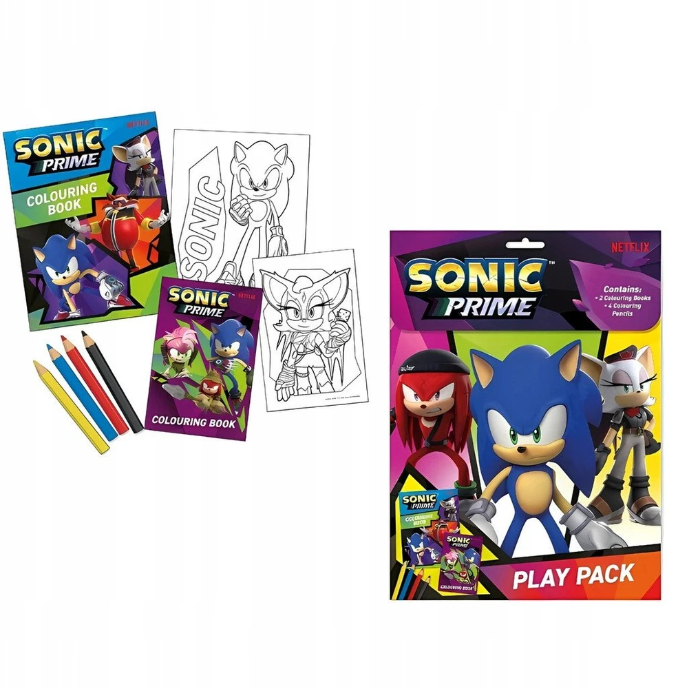 Kids Euroswan - Akcesoria licencyjne Kids Euroswan - Priedai licencyjne Rinkinys spalvinimui - Spalvinimo puslapiai 2vnt. + Kreidelės - Sonic