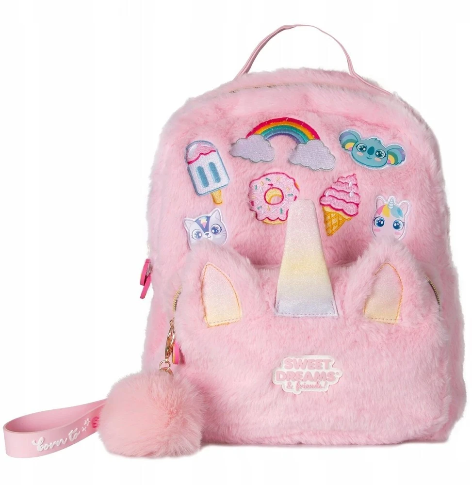 Sweet Dreams KIDS kuprinė pliušinis vienaragis mokyklinė rožinė į mokyklą darželį 32 cm 6,9 l / Kl11690 (SB12069)