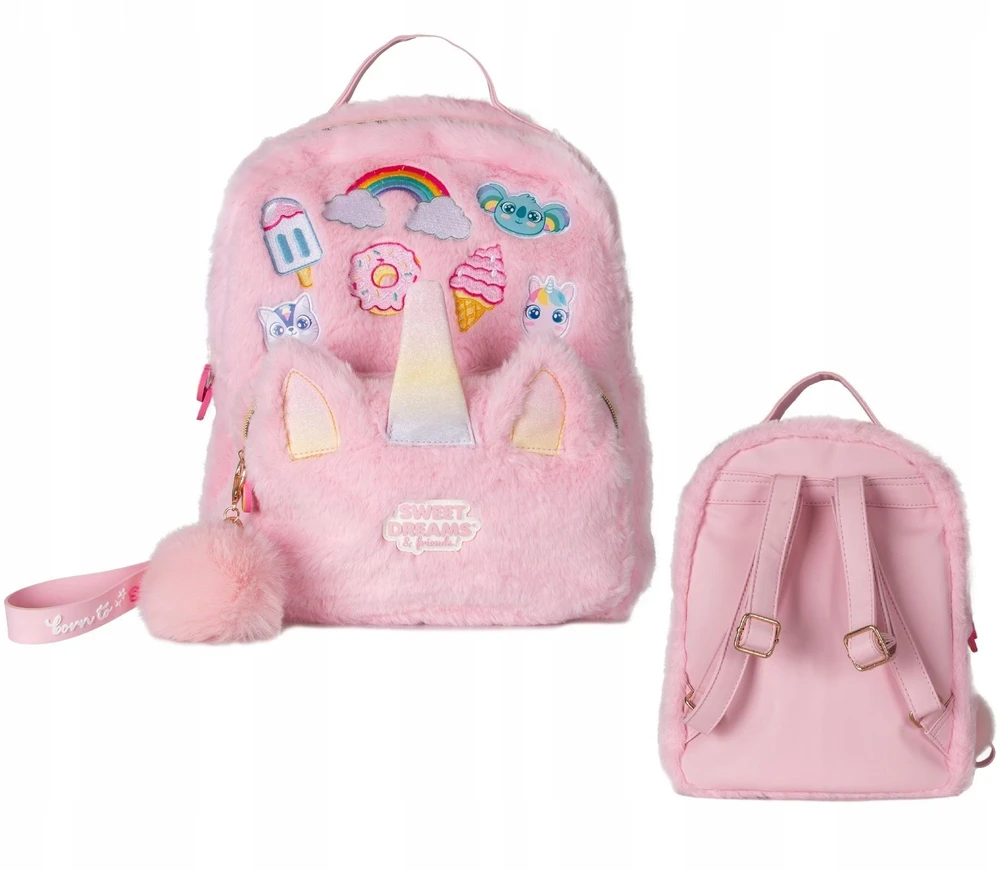 Sweet Dreams KIDS kuprinė pliušinis vienaragis mokyklinė rožinė į mokyklą darželį 32 cm 6,9 l / Kl11690 (SB12069)