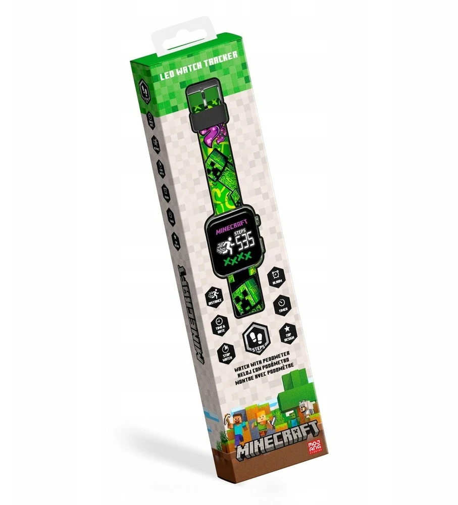 Išmanusis laikrodis Kids Licensing KIDS Išmanusis vaikiškas laikrodis Minecraft LED žingsniamatis chronometras žadintuvas laikmatis / MIN4387 (SB12381)