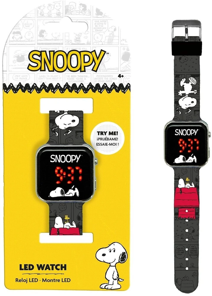 Išmanusis laikrodis Kids Licensing KIDS Laikrodis LED dziecięcy Snoopy Peanuts cyfrowy na rękę juoda dla dziecka / Pt00014 (SB12272)