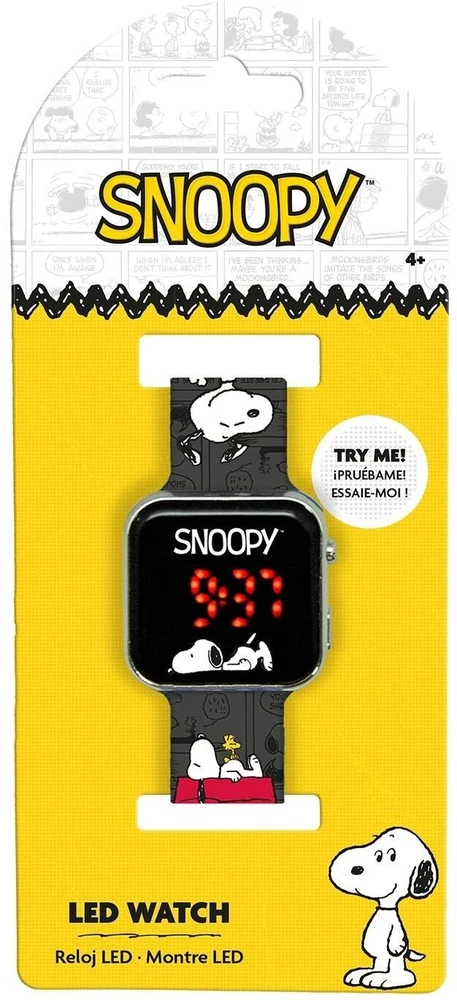 Išmanusis laikrodis Kids Licensing KIDS Laikrodis LED dziecięcy Snoopy Peanuts cyfrowy na rękę juoda dla dziecka / Pt00014 (SB12272)