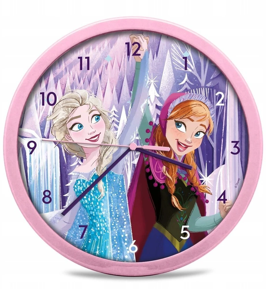 Kids Licensing KIDS Sieninis laikrodis ant sienos 25cm Ledų šalis Elsa Elza Anna Frozen vaikams / Fzn3954 (SB12057)