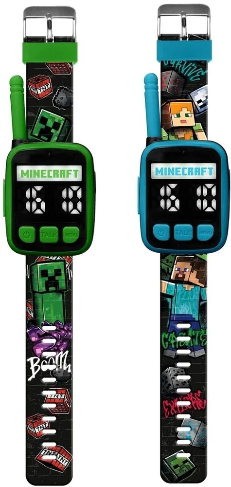 Kids Licensing KIDS Minecraft 2x Walkie Talkie Krótkofalówka + Laikrodis Na Rękę 2w1 Dla Dzieci / Min40165 (SB12384)