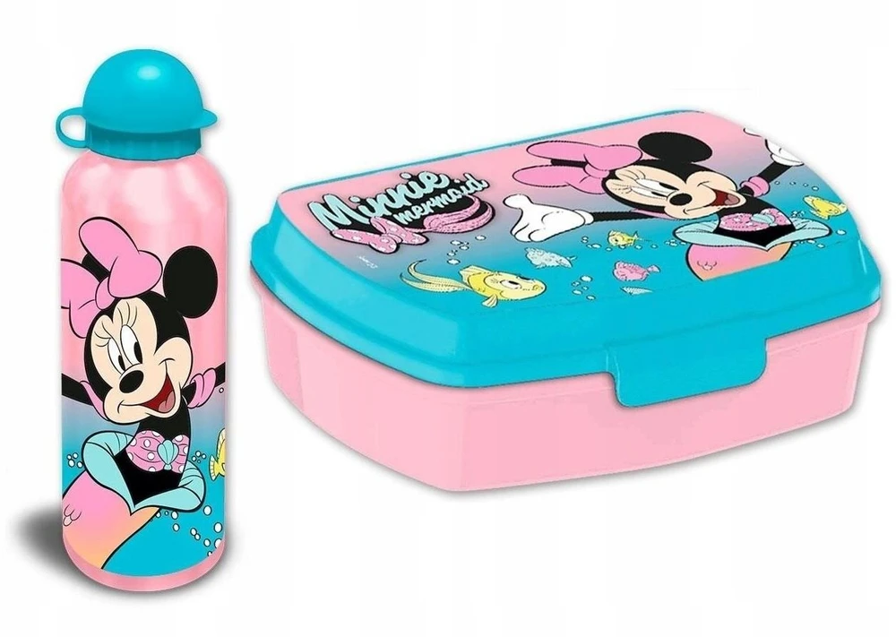 KIDS Minnie pelės aliuminio butelis 500 ml + priešpiečių dėžutė