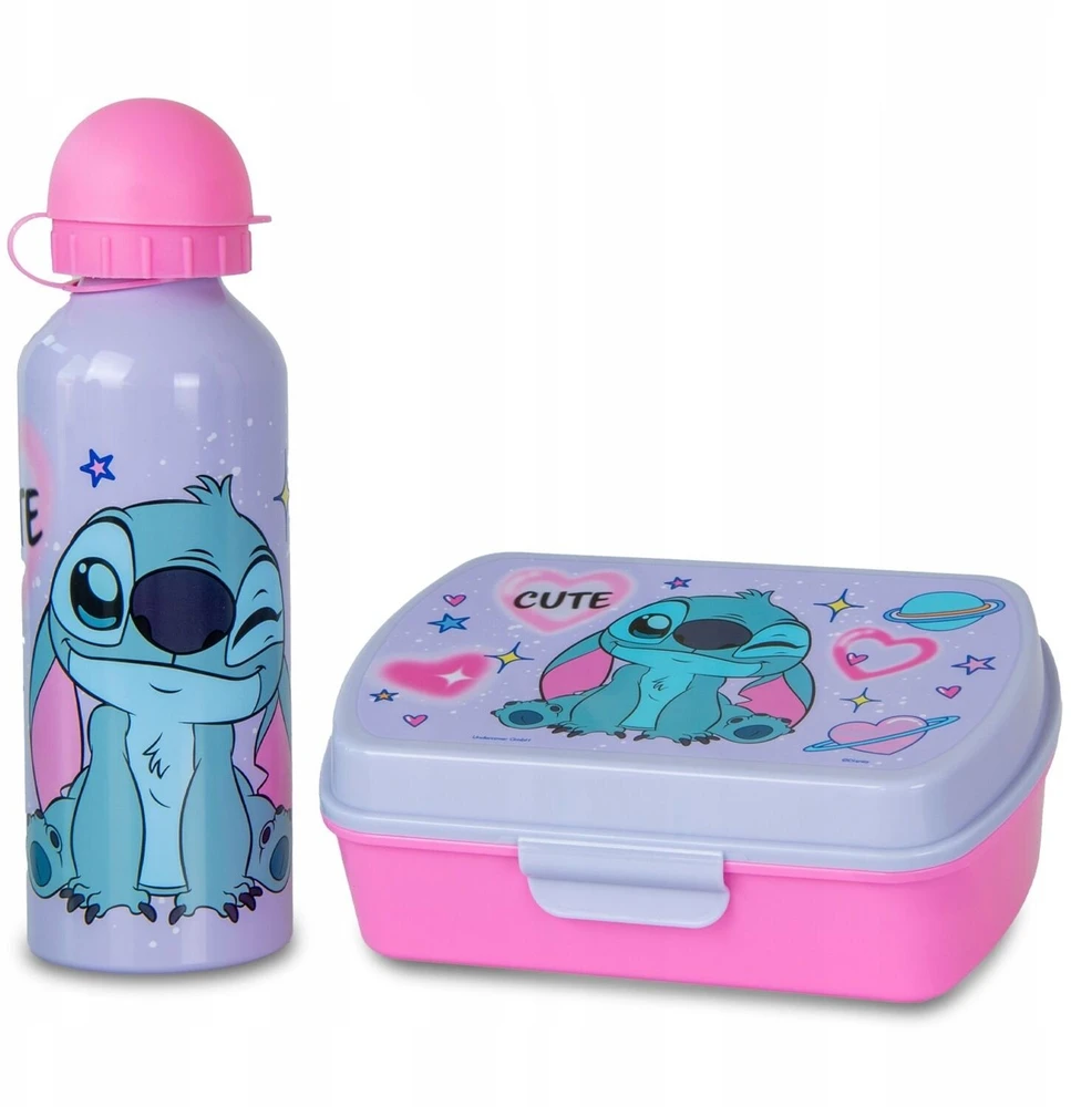 Kids Licensing Vaikų pusryčių rinkinys pietų dėžutė + Stitch aliuminio buteliukas 1 vnt.