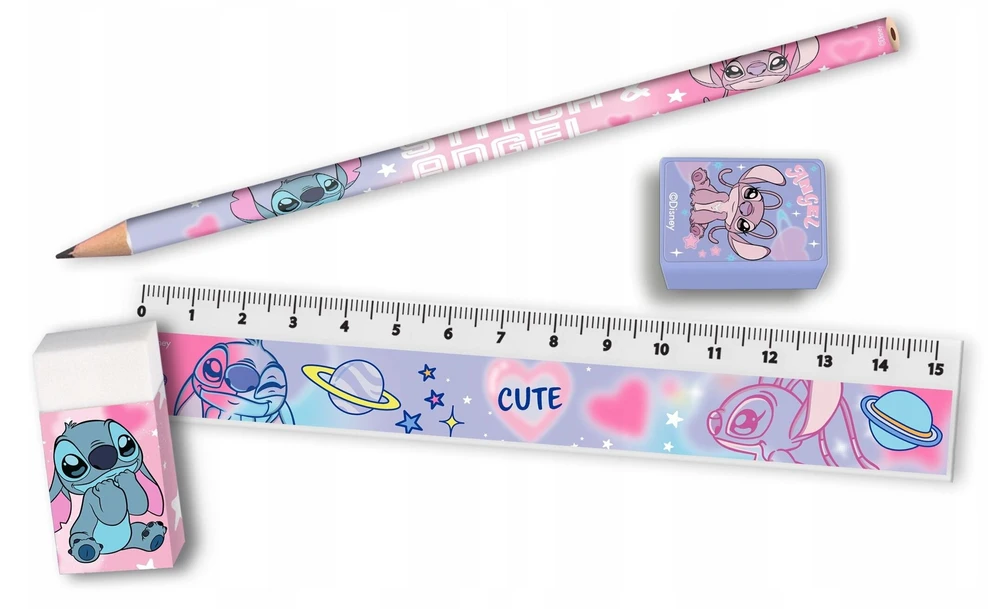 KIDS Rinkinys mokykliniai aksesuarai 5in1 Lilo ir Stitch Penalas pieštukas liniuotė trintukas / St00144 (SB11639)