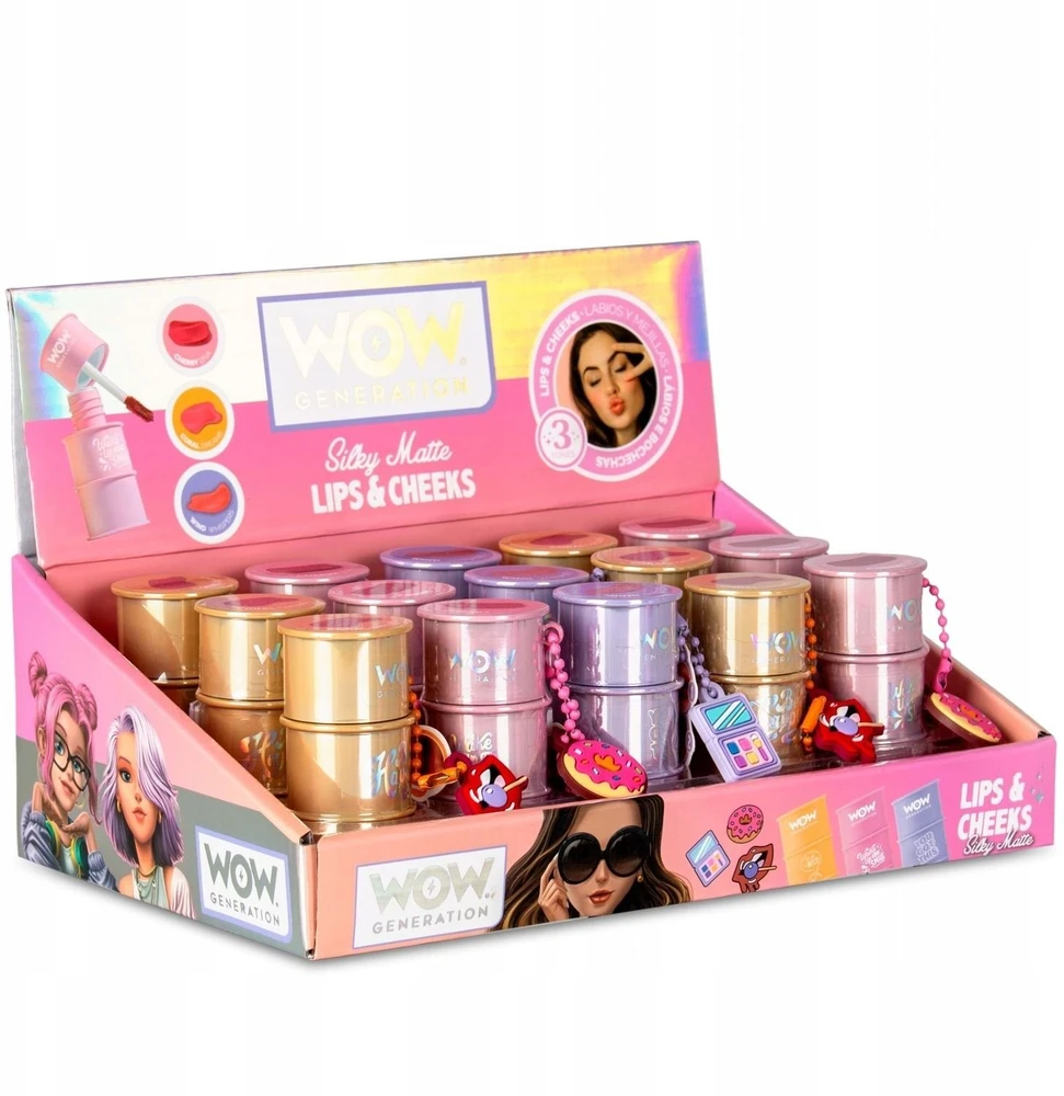 KIDS Rožinis ir lūpų dažų raktų pakabukas 2in1 Wow mergaitei raktų pakabukas statinaitė / Wow00134 Cherry Diva (SB12192)