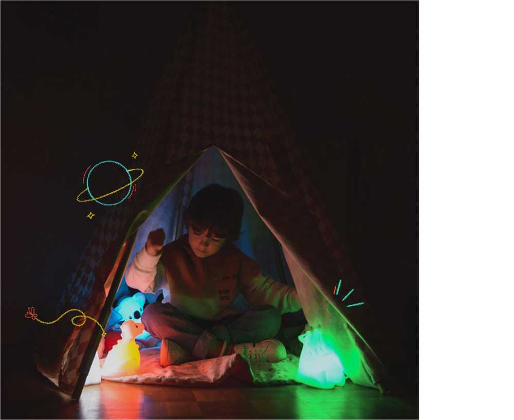Kidywolf Nightlight Dino su spalvos pasikeitimu 15cm