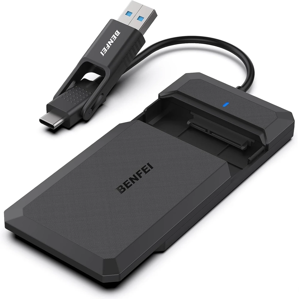 BENFEI SSD išorinis korpusas 2.5 colio SATA USB-C USB-A su UASP SATA III palaikymu juodas