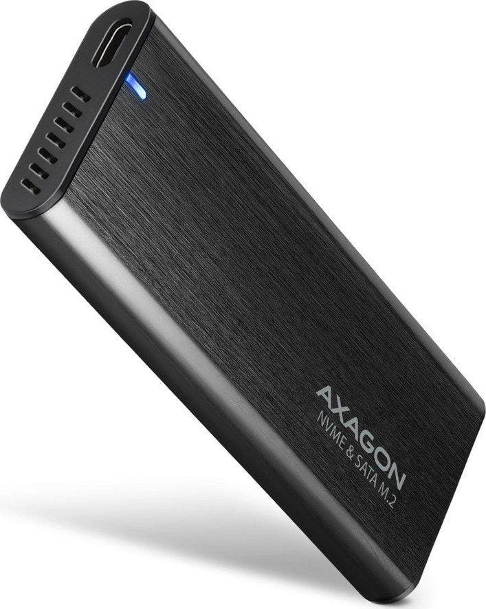 Axagon išorinė USB-C 3.2 Gen 2 metalinė dėžutė M.2 NVMe ir SATA SSD diskams. Be varžtų.