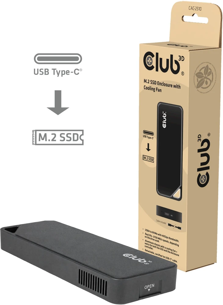 Kieszeń Club 3D CLUB3D obudowa do dysków twardych obudowa SSD juoda M.2 (CAC-2510)
