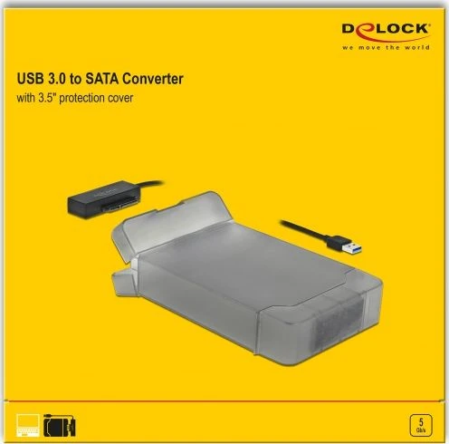 Delock USB Type-A į SATA konverteris su 3,5 colio apsauginiu dėklu