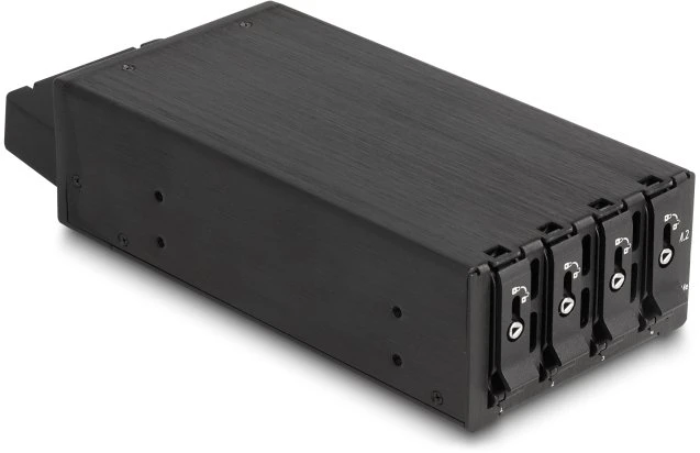 „Delock Slim Bay“ keičiamas rėmelis, skirtas 4 x M.2 NVMe SSD, su „Slim SAS SFF-8654“ sąsaja