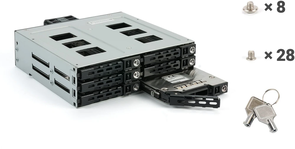 Kieszeń Fantec FANTEC MR-SA1262-12G Płytka tylna dla sześciu 6,35-8,89cm 2,5/3,5 cali HDD/SSD maksymalna wysokość 9,52mm w 13,3cm-5,25 cali wkładzie