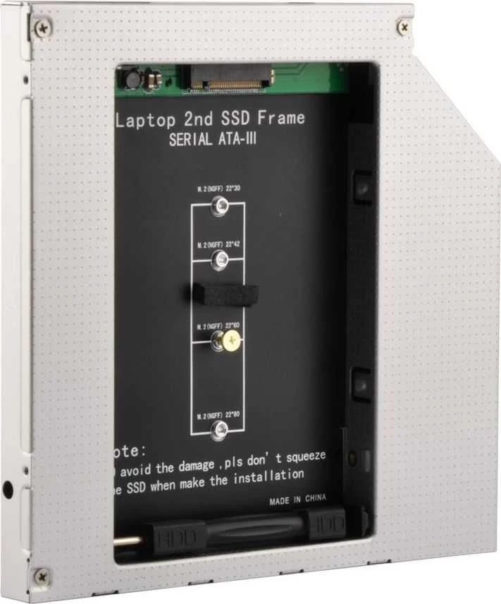 GEMBIRD A-SATA12M2-01 Gembird Slim 5.25 lizdo tvirtinimo rėmas NGFF (M.2) SSD atminties kortelei, 12.7mm