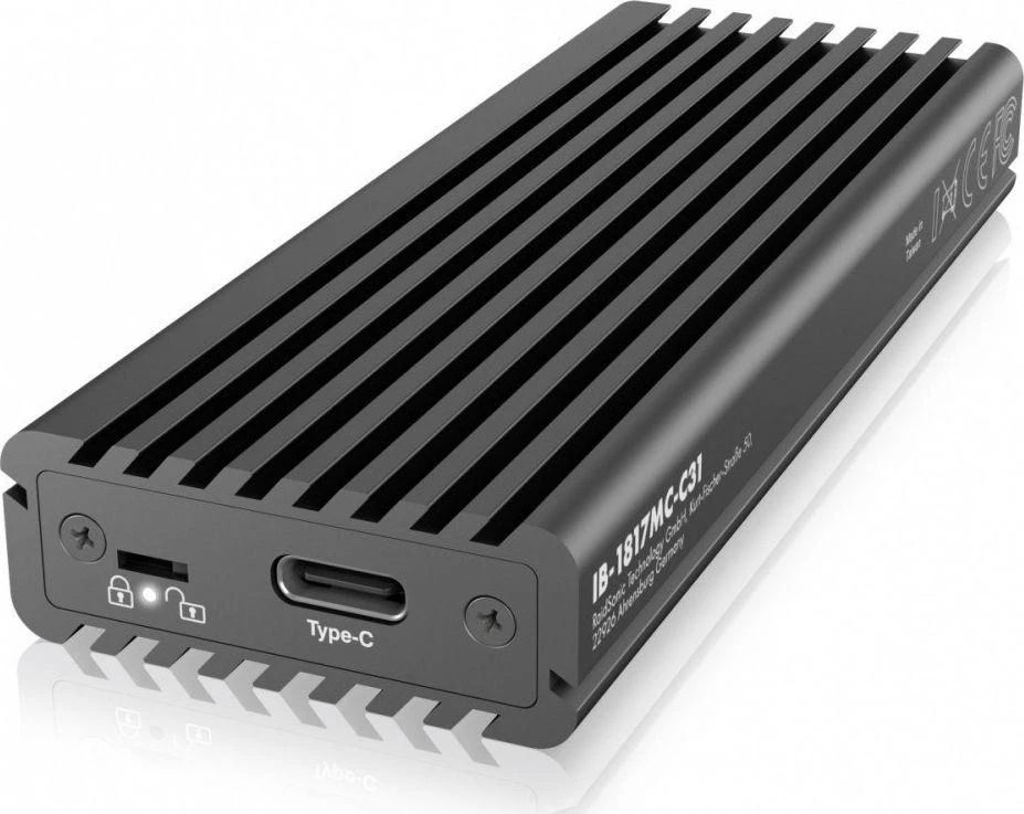 Icy Box RaidSonic ICYBOX IB-1817MC-C31 išorinis korpusas, skirtas PCIe NVMe/SATA M.2 SSD USB 3.1 Type-C Pilkas