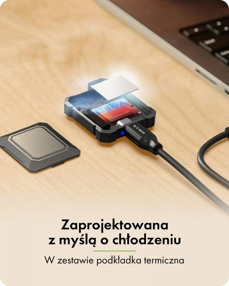 „Icy Box Mini IB-1601MP-CU31“ mini m.2 nvme korpusas, skirtas m.2 2230