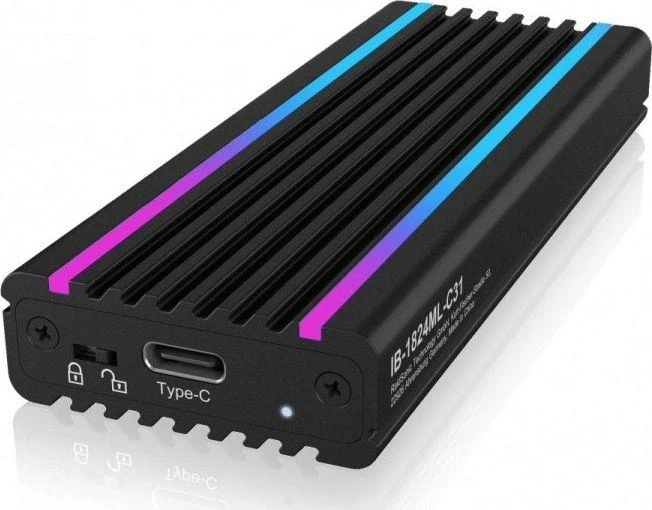 ICY BOX IB-1824ML-C31 USB Type-C korpusas, skirtas M.2 NVMe SSD - RGB apšviesta