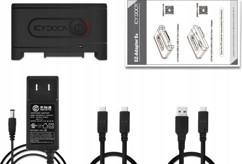 „Carruzzo Icy Dock“ EZ adapteris Ex MB931U-1VB R1 USB 3.2 Gen 2 (3.1 Gen 2) Type-C Juodas