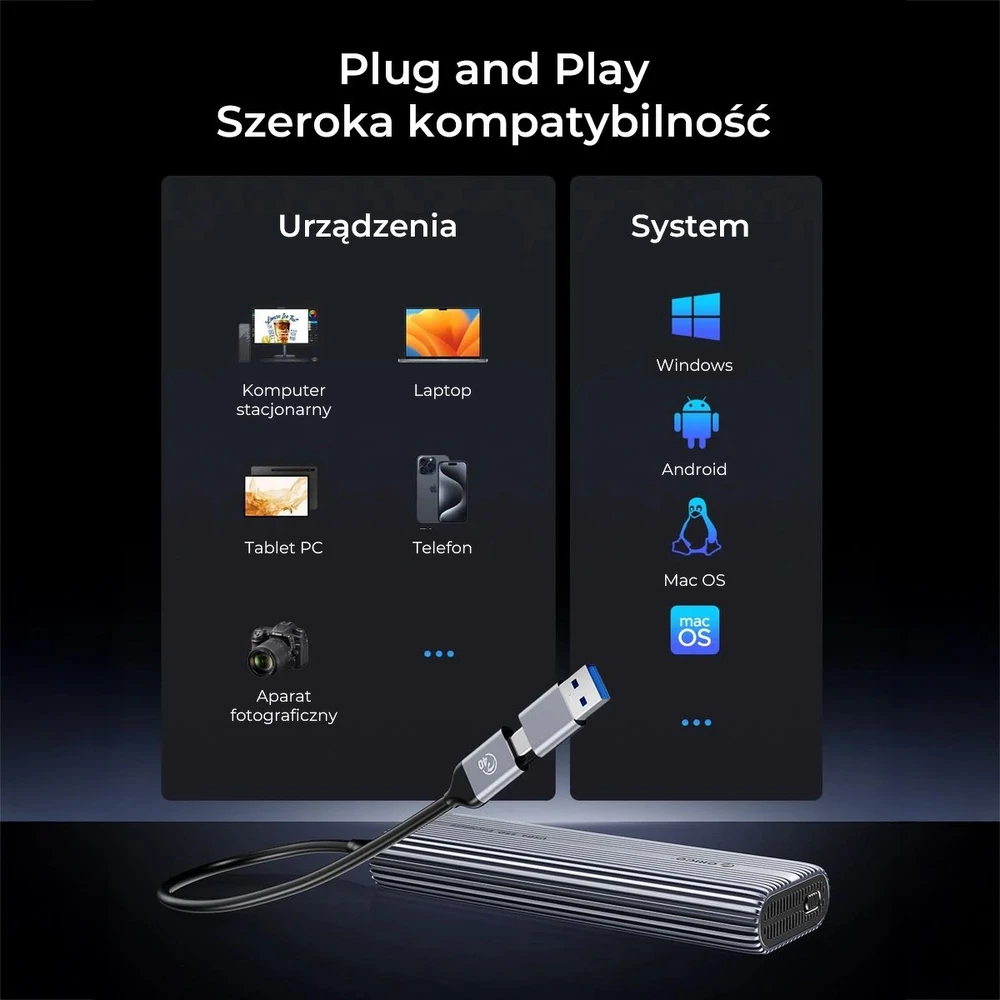 Orico M.2 NVMe SSD korpusas, USB-C 40 Gbps, su ventiliatoriumi, metalinis